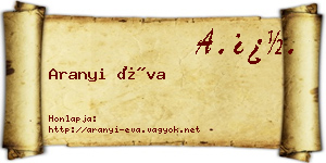 Aranyi Éva névjegykártya