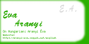 eva aranyi business card